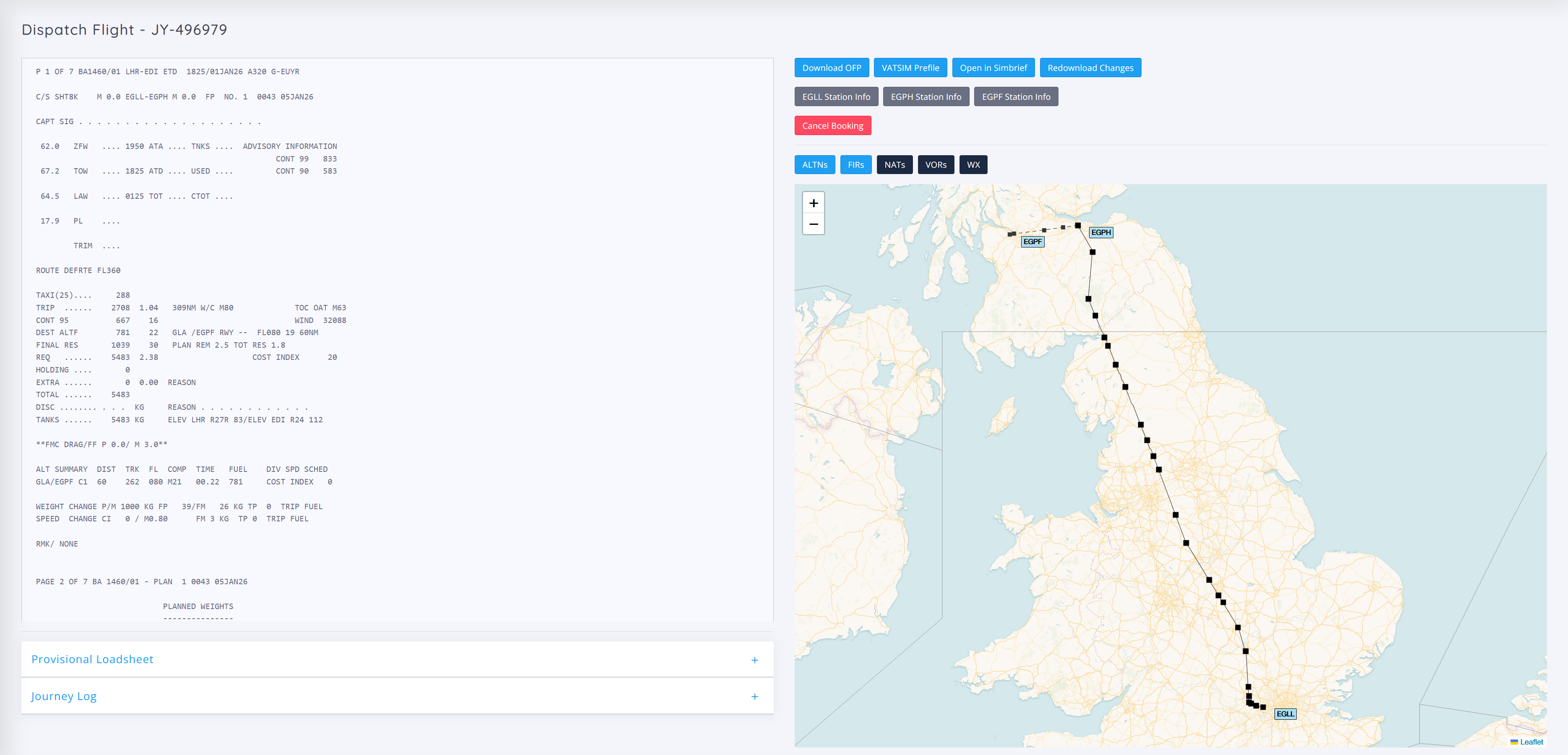 BAVMS - Dispath Flight BA1460 2